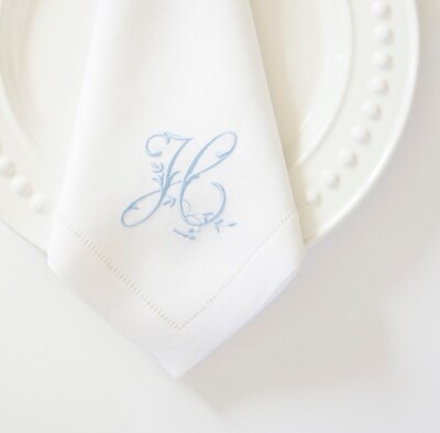 VINEYARD FONT on Embroidered Cloth Dinner Napkins and Guest Hand Towels - Wedding Keepsake or Special Occasions - image1